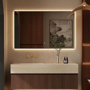 Ensemble de salle de bain mural moderne avec lavabo simple, meuble en <span class=keywords><strong>bois</strong></span> massif, idéal pour projets hôteliers, vasques et armoires <span class=keywords><strong>à</strong></span> <span class=keywords><strong>pharmacie</strong></span> inclus - Product Image 6