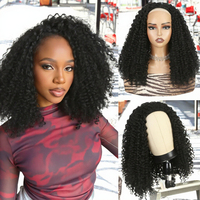 Perruque Afro Bouclée Frisée Demi-Cheveux, Queue de Cheval à Cordon de Serrage, Sans Colle, Résistante à la Chaleur, Fibre Haute Température à Densité Élevée
