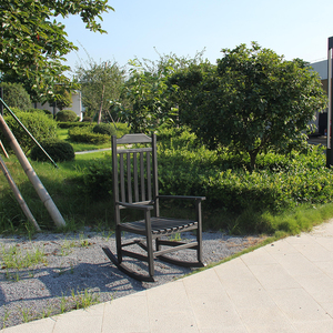 Nouvelle arrivée Chaise berçante de patio en résine plastique résistante aux intempéries noire - Product Image 4