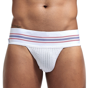 Sous-vêtements pour hommes, style sexy d'été, couleur unie, respectueux de la peau, avec logo personnalisé, bande large, jockstrap sportif - Product Image 1