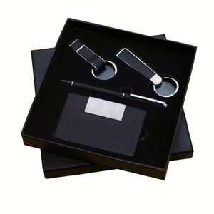 Top-Grade Business Corporate Gift Set Keychain Card <b>Holder</b> Metal Pen Office Conference Luxury Pu Hardcover Gift Box Set - Product Image 1