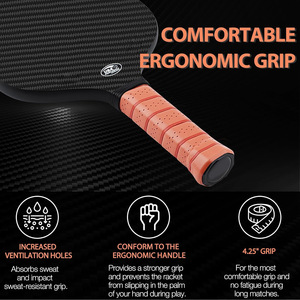 Raquette de pickleball en fibre de carbone 16 mm antidérapante pour entraînement adulte, forme standard sans bordure - Product Image 4