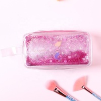 Mignon transparent pvc sequin quicksand liquide sirène paillettes étui à crayons grand