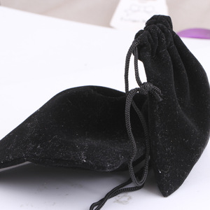 Black Velvet <b>Drawstring</b> <b>Pouch</b> Jewelry Packaging Bag Rectangle Shape KC1001 - Product Image 4