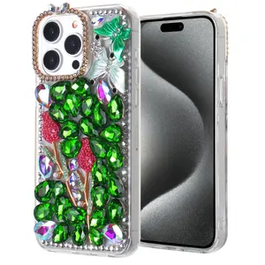 Handmade Bling Rhinestone Phone Cases for iPhone 15 PRO MAX 11 All Models Women Luxury Cellphone Cover Customize Logo15Pro Max