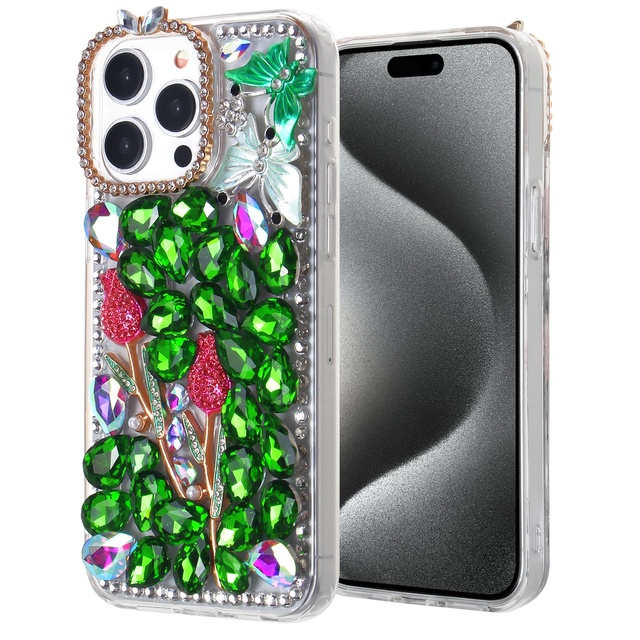 Handmade Bling Rhinestone Luxury TPU+PC Magnetic Ring Shockproof Diamond Design Mobile Phone Cases for 17/17 PRO MAX