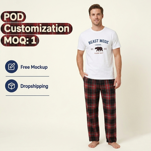 Pigiama Estivo da Uomo con Stampa Integrale, Maniche Corte e Pantaloni Lunghi, Comodo e Morbido - Product Image 1