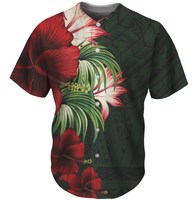 Uniforme de baseball neuf, design tribal polynésien noir et rouge, vêtements personnalisés, jersey de baseball respirant en maille tendance
