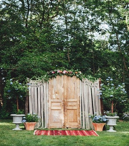 Rideaux en macramé faits à la main en coton biologique 100% avec un design en jacquard tricoté pour la décoration de la maison et des mariages - Product Image 6