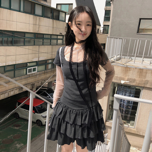 Vestido Mini Estilo Coreano con Encaje y Parches, Falda de Pastel con Volantes, Manga Corta, Estilo Kawaii Japonés para Chicas Dulces - Product Image 5