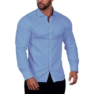 Iş gömlek düz renk iş erkek büyük uzun kollu casual gömlek artı boyutu erkek gömlek toptan