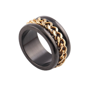 <strong>Men</strong> Titanium Steel <strong>Ring</strong> High Quality Black Color <strong>Spinner</strong> <strong>Rings</strong> - Product Image 3