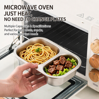 Boîte Bento Détachable en Acier Inoxydable 304, 2 Compartiments, Anti-Fuite, Compatible Micro-ondes, Contenant Alimentaire Réutilisable en Plastique Isolé pour