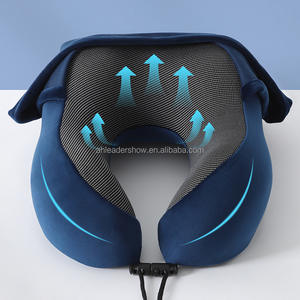 후드가있는 맞춤형 로고 U 자형 여행용 목 베개 비행기 자동차 및 사무실 휴식 용 소프트 메모리 폼 베개 - Product Image 4