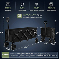 Chariot de plage pliable robuste HTF à quatre roues, extra long, capacité de 360 lb, pour les courses en extérieur