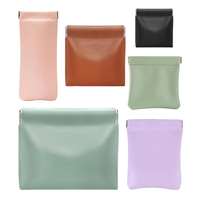Petite trousse de maquillage en cuir PU avec logo personnalisé, fermeture à pression, pochette de rangement pour rouge à lèvres, mini sacs cosmétiques pour porte-monnaie