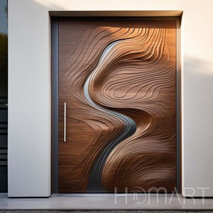 Luxuriöse Aluminium-3D-Holz Anti-Diebstahl Schalldichte Außen-Sicherheits-Massivholz-Pivot-Eingangstür - Product Image 1