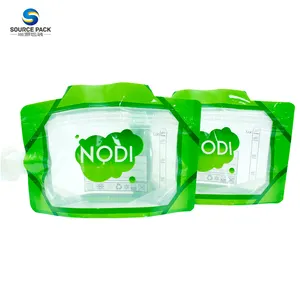 Factory Supplier Double Zipper Zip Lock Reusable Storage Food Refillable Drink Spout Pouch With Baby Nozzle