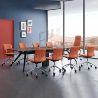FURICCO – chaise de bureau en cuir véritable au Design Simple, chaise pivotante pour le personnel, chaise à dossier moyen pour les visiteurs, pour les meubles de salle d'attente