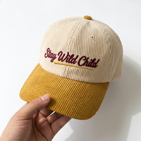 Gorra de Béisbol Vintage de Dos Tonos en Pana, Estilo Dad Hat, con Bordado Personalizado, 6 Paneles, Visera Curva, Informal y Deportiva para Hombre