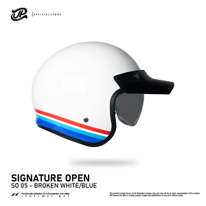 Casque demi-face rétro JP Signature Open Motif SO 05 en élégante couleur blanc cassé, alliant parfaitement le charme vintage et moderne. - Product Image 5