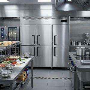 Congélateur vertical professionnel en acier inoxydable à 3 portes et 6 compartiments, réfrigérateur robuste pour restaurant, cuisine, hôtel - Product Image 4