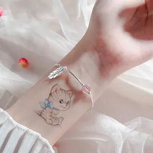 Autocollants de tatouage temporaire imperméable pour femme, dessin animé mignon, Animal de compagnie, chien, chat, lapin, nouveau, 2023