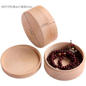 Round Wooden Jewelry <b>Box</b> Beech Wood 9cm Diameter Solid Wood Storage Ring <b>Earring</b> Necklace <b>Gift</b> Packaging Desktop Organizer - Product Image 3
