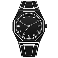 Montre à quartz minimaliste de style antique, boîtier élégant en acier inoxydable, cadran coloré en polycarbonate, bracelet en silicone, étanche 5 ATM