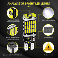 Ampoule LED T15 Park Light 4014 45SMD T10 Canbus pour éclairage intérieur, feux de recul, accessoires automobiles, ampoule LED 12V multi-puces