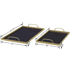 Plateau <span class=keywords><strong>de</strong></span> <span class=keywords><strong>service</strong></span> rectangulaire, finition métallique <span class=keywords><strong>or</strong></span>, avec verre <span class=keywords><strong>noir</strong></span>, <span class=keywords><strong>table</strong></span> basse, <span class=keywords><strong>service</strong></span>, décoration <span class=keywords><strong>de</strong></span> maison - Product Image 6