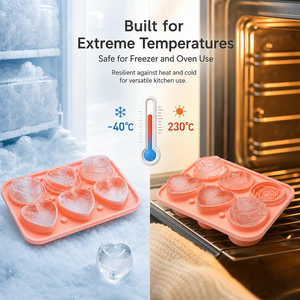 Ensemble de moules à glace en silicone de qualité alimentaire en forme de rose et de cœur 3D, avec couvercle hermétique, anti-odeur, anti-fuite, empilables, pour whisky, cocktails, desserts - Product Image 3