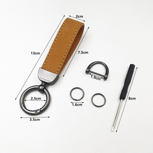 Tùy chỉnh Cá nhân hoá Logo chống mất xe da Keychain với khóa vòng PU da Carabiner <span class=keywords><strong>Keyring</strong></span> Key Fob kim loại đóng dấu trống - Product Image 3