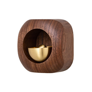 Solid Wood Magnetic Bell <b>Square</b> Doorbell Chinese Style Retro Wall Wind Chime Beech Ebony Walnut Color Options - Product Image 4