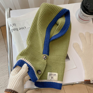 2024 chaud anneau écharpe cagoule chapeau femmes hiver tricoté casquette pull dame laine fil bonnet extérieur Snood col silencieux casquette - Product Image 4