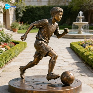 Escultura de Bronce de Niño Jugando al Fútbol, Tamaño Real, para Decoración de Jardín, Plaza o Calle, Interior y Exterior - Product Image 2