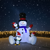 Décorations de Noël gonflables d'extérieur, bonhomme de neige et trois pingouins, lumières LED, imperméables, durables, 7,8 pieds de haut, polyester 190T