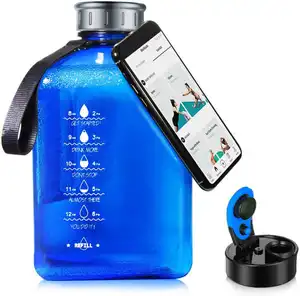 Botol air Magnet tempat ponsel, Magnet, botol air, botol olahraga motivasi plastik dengan dudukan ponsel magnetik