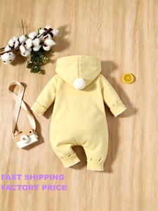 Unisex merk romper voor pasgeborenen: lange mouwen, zacht en warm, winterkleding voor dagelijks gebruik - Product Image 4