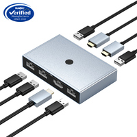 Saklar Video KVM Novelty CE Dual HDMI USB 2 Input untuk 2 Komputer Berbagi SATU MOUSE KEYBOARD 4K 60Hz HDMI KVM Switcher