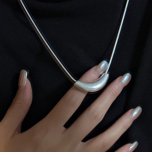 Collier en argent sterling S925, style coréen, robuste, à maillons courbés en os de serpent, chaîne de clavicule minimaliste mate, vente en gros - Product Image 4
