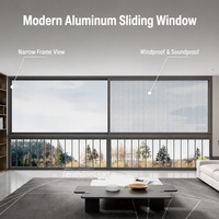 Ventana Corredera de Aluminio con Marco Delgado, Resistente al Viento, Insonorizada, Impermeable, Ventanas Correderas de Vidrio para Balcón con Vista Panorámica