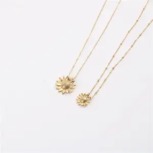 Mode Edelstahl Schmuck 18 Karat Gold Sonnenblumen Casting Britischer Designer Little Daisy Halskette