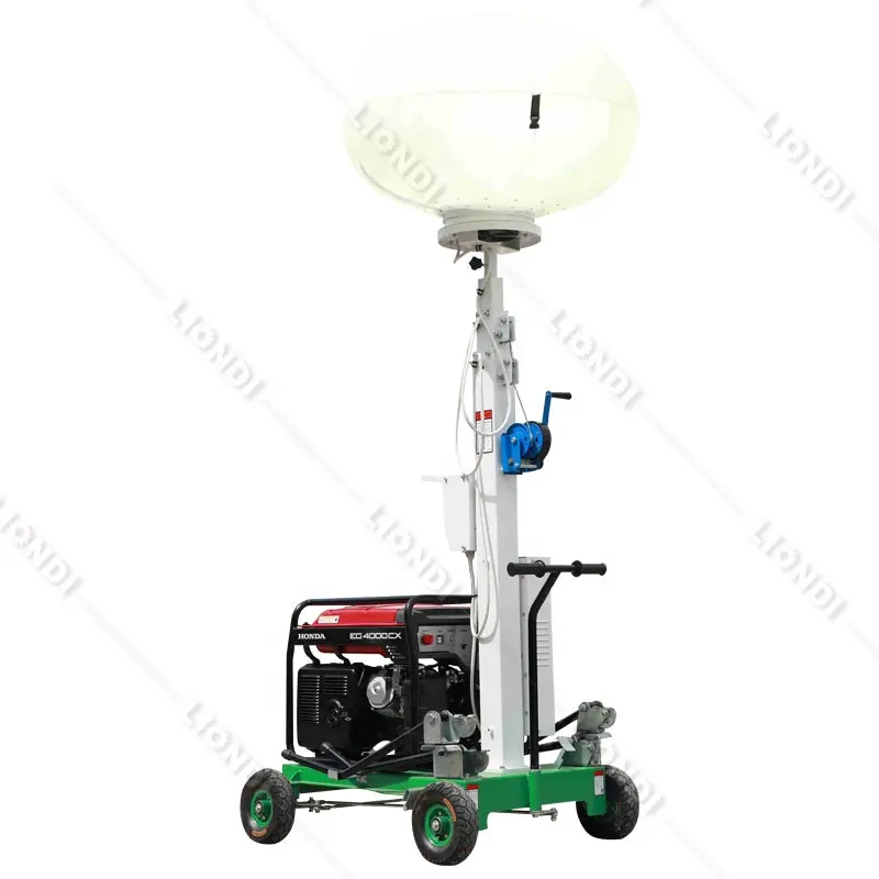High brightness 16L fuel tank capacity movable building light tower for road night repair, concrete finish