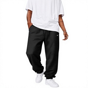 <b>Men's</b> Black Knitted Sweatpants Elastic Waist Drawstring Casual <b>Joggers</b> Midweight Cotton Pants Autumn Style Side Pockets - Product Image 1