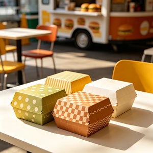 Caja de Hamburguesas Kraft Personalizada, Envase Desechable para Alimentos, Resistente a la Grasa, Cajas para Llevar Hamburguesas con Impresión de Logotipo OEM - Product Image 1