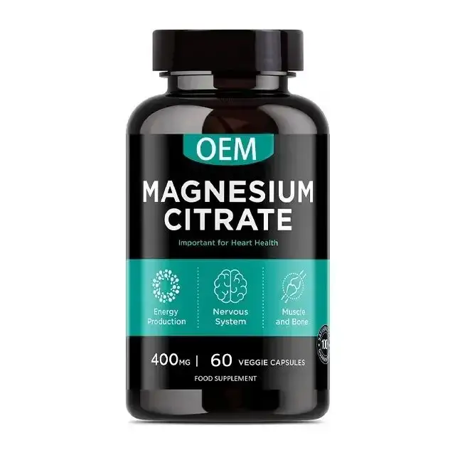 Nieuwkomer Oem Heet Magnesiumcitraatpoedercapsules 400 Mg En Pure Niet-Gmo-Supplementen Capsules