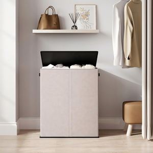 Cesto de Ropa Doble con 2 Bolsas Extraíbles, Contenedor de Ropa de 2 Secciones con Asas para Baño y Dormitorio - Product Image 6