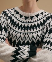 Jacquard-Strickpullover 100% Baumwolle Nordisches Muster Rundhals Herbst Winter Casual Pullover Individuelles Logo-Design Großhandel Fabrik OEM