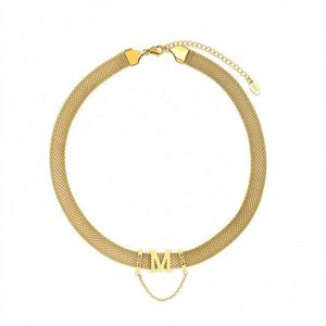 Collana Girocollo a Catena Larga con Lettere Intagliate per Donna, Gioielli di Moda in Acciaio Inossidabile, Collane con Iniziali <span class=keywords><strong>M</strong></span> per Mamma - Product Image 6